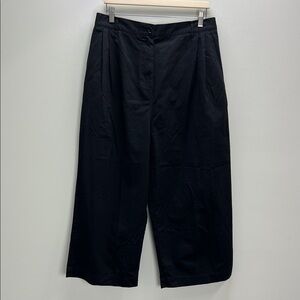 Karen Walker Organic Cotton Workwear Pants Black Wide Leg Womens 10 Sustainable